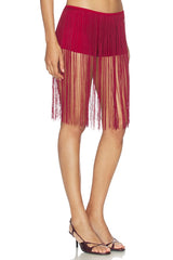 Long Fringe Hot Pants Red