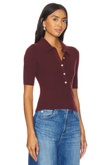 Ginny Short Sleeve Johnny Collar Top