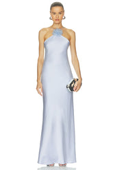 Halter Slip Gown With Flower