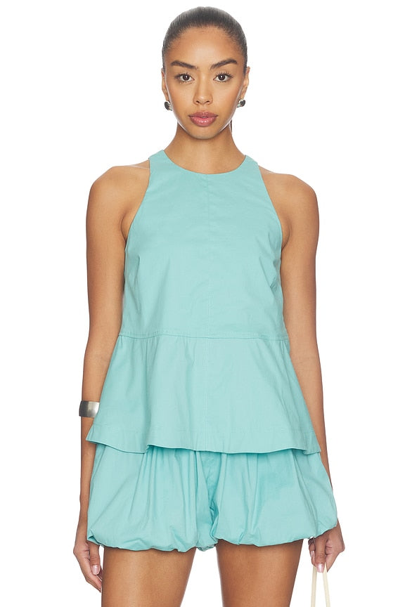 Carlos Poplin Peplum Top
