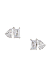 Cz Teardrop X Baguette Stud Earring