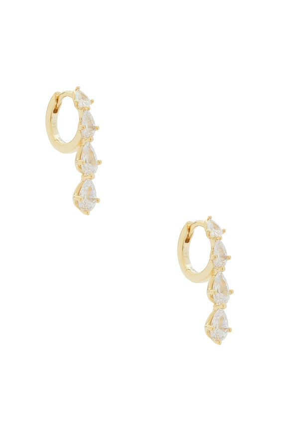 Teardrop Cz Cascade Huggie Earrings