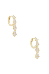 Teardrop Cz Cascade Huggie Earrings