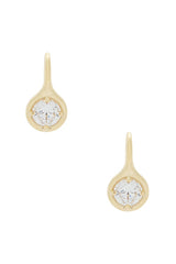 Cz Rounded Bezel Fish Hook Huggie Earring