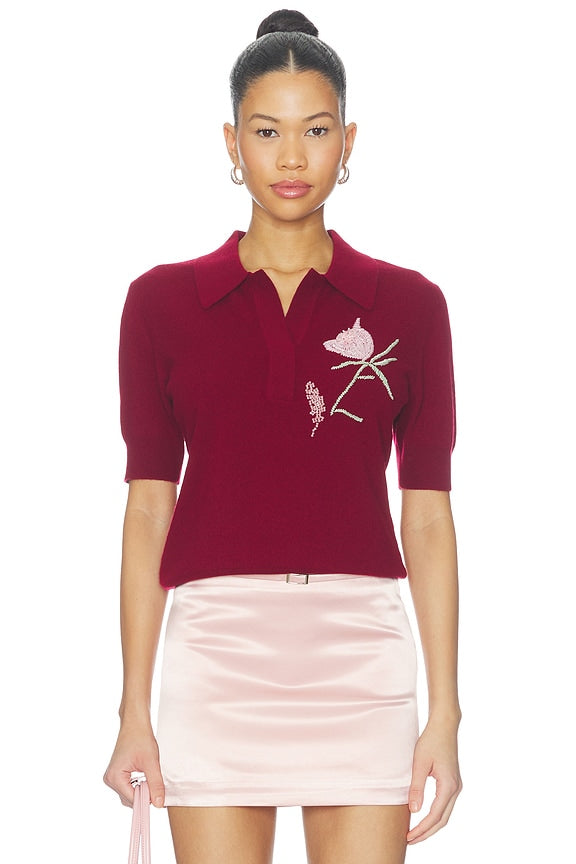 Ailey Cashmere Wool Blend Polo With Embroidery
