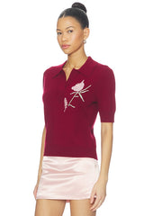 Ailey Cashmere Wool Blend Polo With Embroidery
