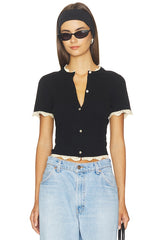 Ciara Shortsleeve Cardigan With Trim