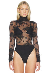 West Lace Bodysuit Crisscross Back Bodysuit