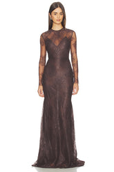 Long Sleeve Lace Gown
