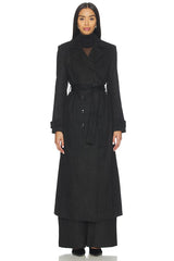 Faux Suede Longline Coat