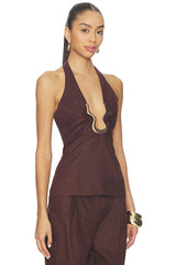 Cavarly Linen Halter Top