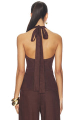 Cavarly Linen Halter Top