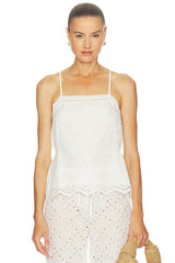 Side Smocked Lace Cami Top