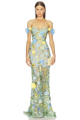 Portofino Floral Jasmine Off The Shoulder Gown