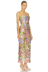 Iris Floral Maraya Strapless Ankle Dress