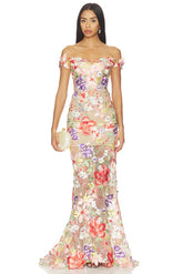 Flora 3d Off The Shoulder Gown