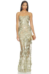 Tiffany Sequin Floral Farah Strapless Maxi Dress