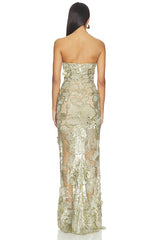 Tiffany Sequin Floral Farah Strapless Maxi Dress
