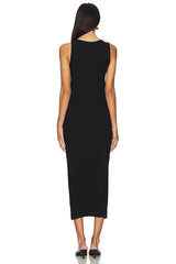 Soft Rib Boat Neck Midi Dress