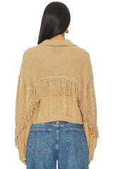 Elyse Cabled Fringe Sweater Cardigan