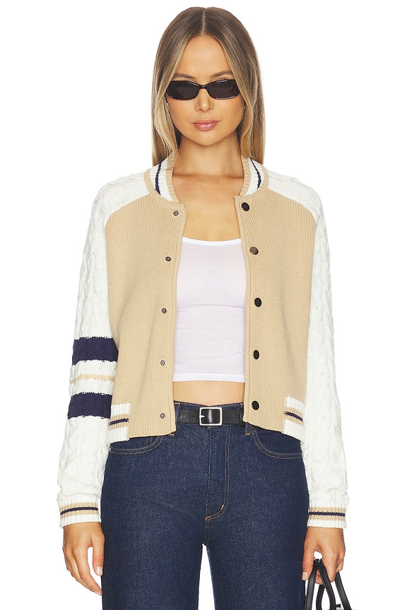 Chloe Cable Sleeve Knit Bomber