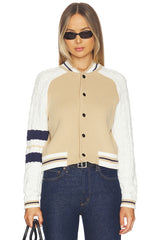 Chloe Cable Sleeve Knit Bomber