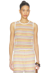 Celine Rainbow Crochet Button Back Shell