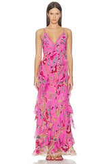 Asymmetrical Ruffle Slip Dress