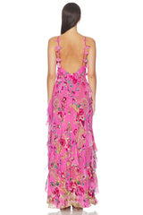 Asymmetrical Ruffle Slip Dress
