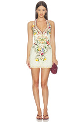 Button Front Halter Playsuit