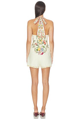 Button Front Halter Playsuit