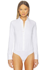 Cotton Stretch Button Down Bodysuit