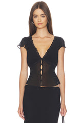 Ara Lace Trim V-Neck Top