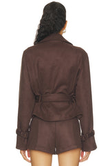Marais Faux Suede Cropped Trench Coat