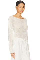 Linen Open Knit Bateau Sweater