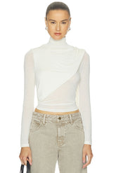 Sheer Cashmere Jersey Bandana Turtleneck Top