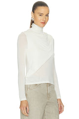 Sheer Cashmere Jersey Bandana Turtleneck Top