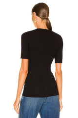 Stretch Silk Knit Half Sleeve Top