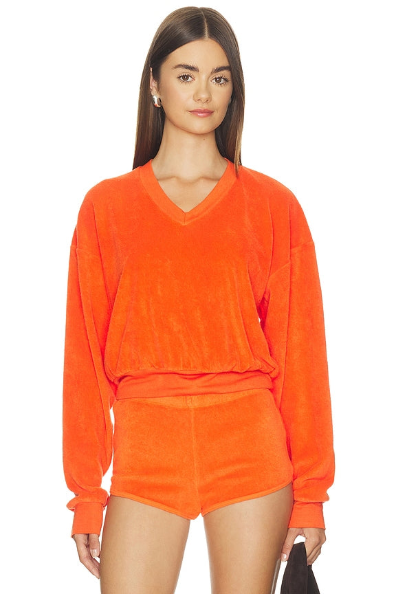 Cropped V-Neck Sweatshirt