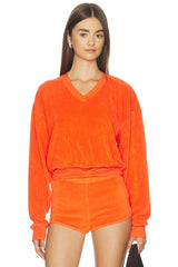 Cropped V-Neck Sweatshirt