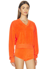 Cropped V-Neck Sweatshirt