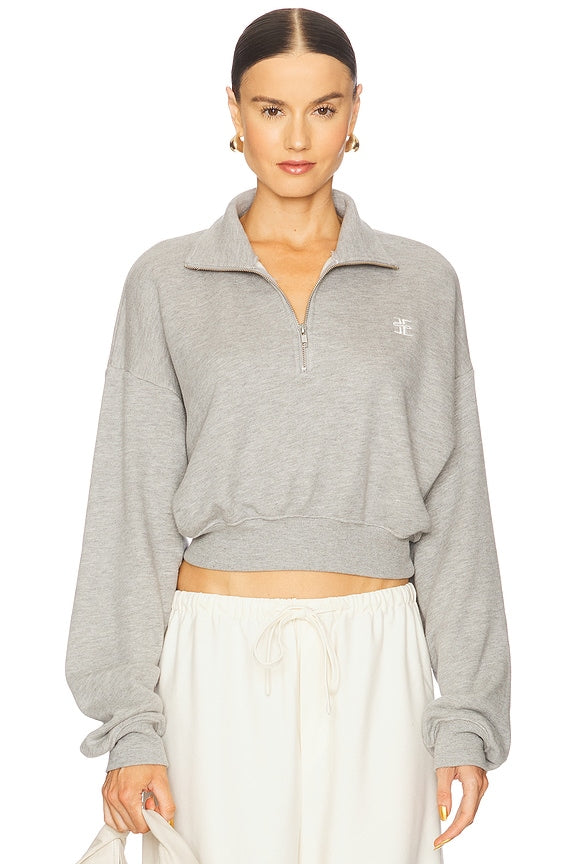 Cropped Half Zip Sweatshirt