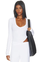 Butter Rib Long Sleeve V-neck Top
