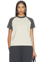 Signature Classic Fit Baseball Tee in Heather Stone & Iron Grey