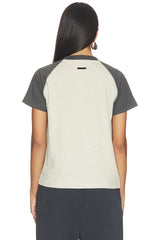 Signature Classic Fit Baseball Tee in Heather Stone & Iron Grey