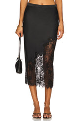 Silk And Lace Scallop Midi Skirt