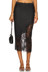 Silk And Lace Scallop Midi Skirt