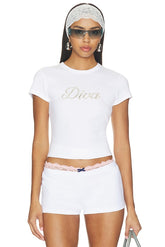 X Devon Lee Carlson Diva Cotton Ribbed Tee Shirt