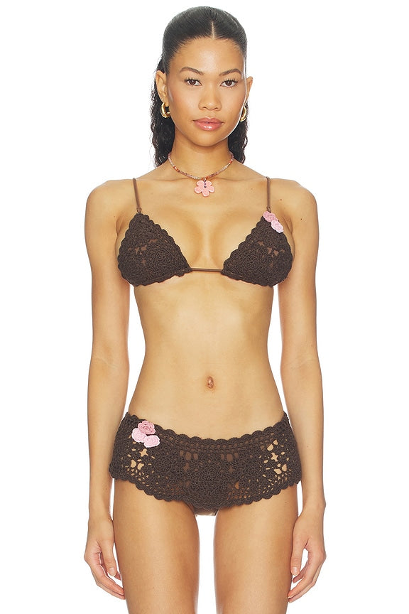 X Devon Lee Carlson Elena Crochet Bikini Top
