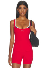 Layered Cami Top in Cherry, Navy, & White
